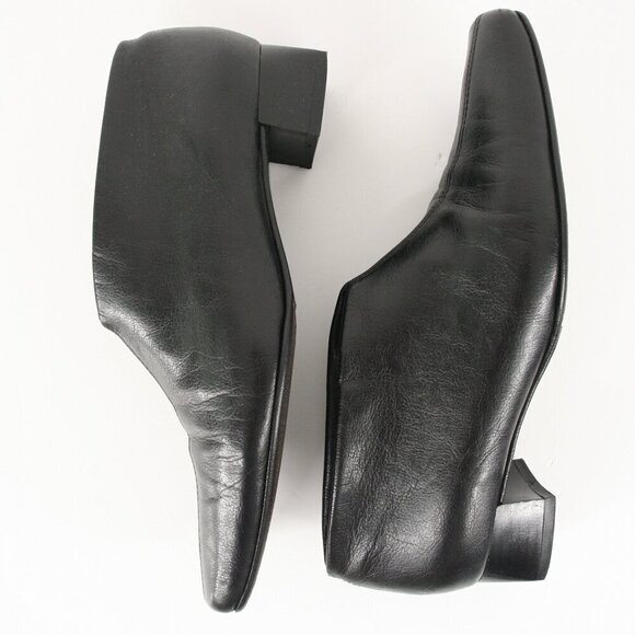 Peter Kaiser Black Leather Square Toe Slip On Block Heel Ankle Boot Sz 4.5 - Picture 5 of 15